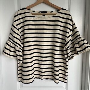 J. Crew Ruffle-Sleeve Striped Top